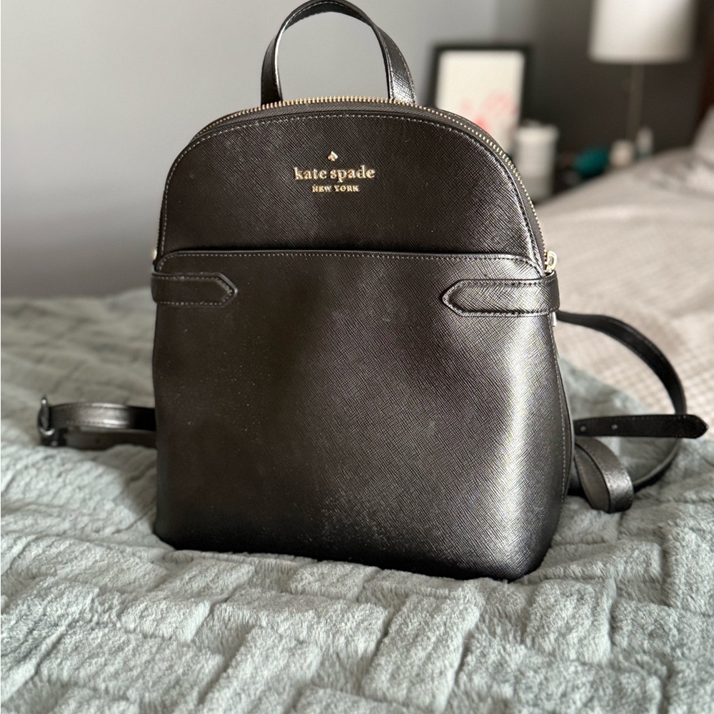 Kate Spade Black Leather Backpack